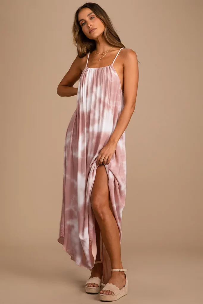 Women's Sunny Breeze Pink Tie-Dye Maxi Dress - Price: $78 At Lulus